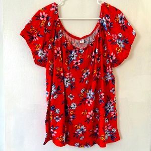 Women’s Old Navy Red Floral Off Shoulder Top size XL